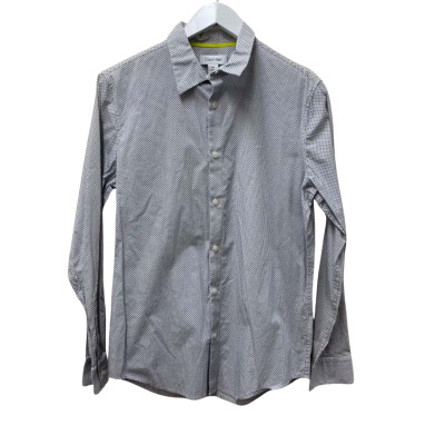 Calvin Klein Mens Long Sleeve Shirt Off White 98% Cotton
