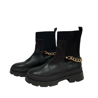 Black Decjuba Boots With Gold Chain Size 39