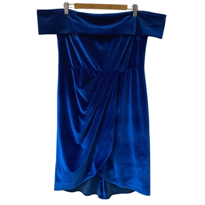 JJ's House Womens  Size 14 Off The Shoulder Dress Royal Blue 