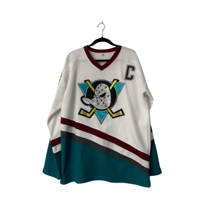 Vintage Mighty Ducks Mens Charlie Conway Hockey Jersey Size S Green / White 