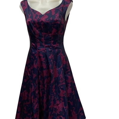 Review Womens Midnight Muse  Size 8 Sleeveless Dress  Navy Blue / Mulberry