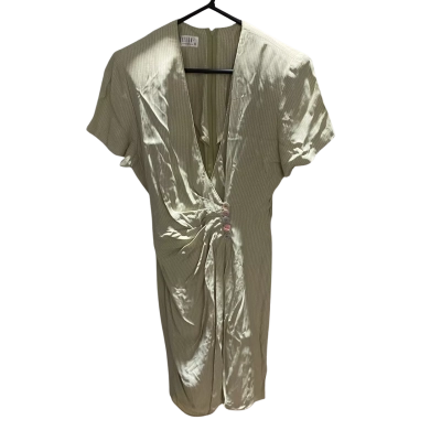 Cue Womens  Size 8 Midi Dress Cream / Green 