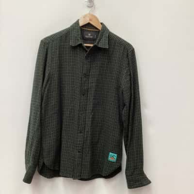 Scotch & Soda Mens Shirts Green / Pattern Size M
