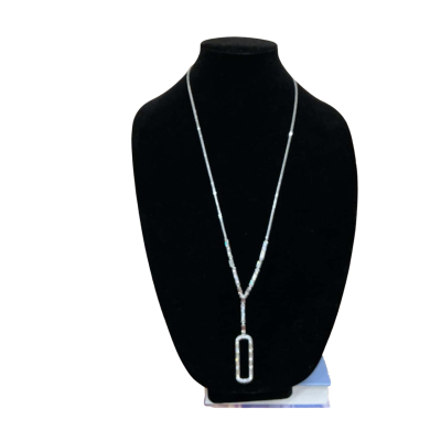   Equilibrium Women’s Necklace Silver with Clear Crystals