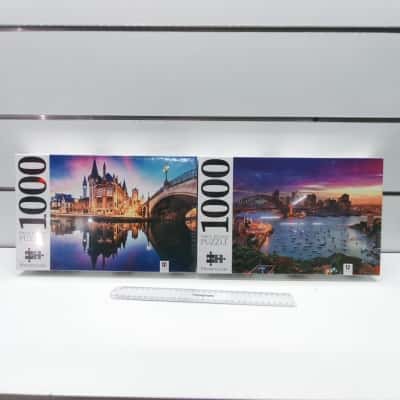 Mindbogglers 1000-Piece Jigsaw Puzzles (Sydney Harbour, Australia & European River Scene)