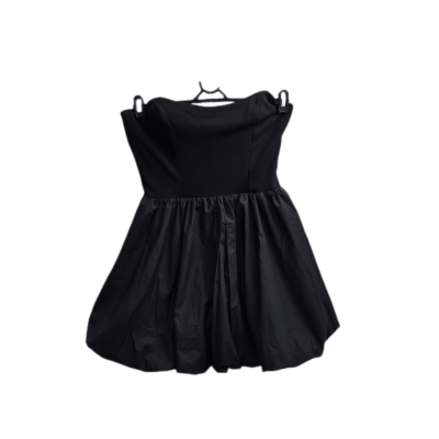 Here Comes The Sun Black Strapless Bubble Hem Mini Dress Size 12 NWT