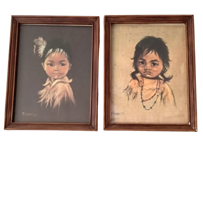 Dorothy Francis.  Two Framed Prints of Indigenous Children.