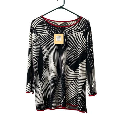 Noni B Womens  Size L 3/4 Sleeve Top Black  / White 