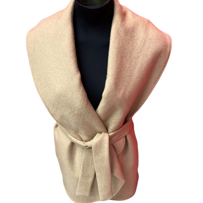 Portmans Womens  Size S Camel Sleeveless Wool Wrap Coat RRP: $149.00