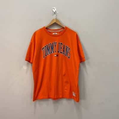 Tommy Jeans Mens T-shirt Size XL Orange 