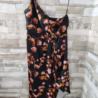 City Chic Womens Size XXL Black /Multicoloured Floral One Strap Dress