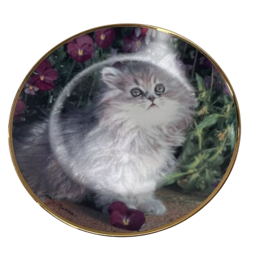 Purrfection 20 cm diameter gold rimmed plate