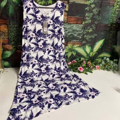 W-Lane Womens Size 10 Notch Floral Dress Blue / Pink  / White 