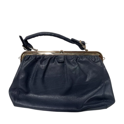 Womens gold crest vintage blue vinyl handbag