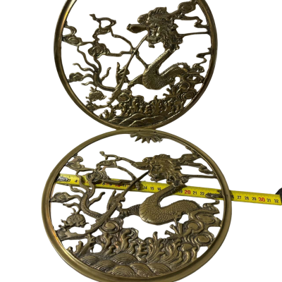 2 Vintage brass Dragon Circular Wall Hanging