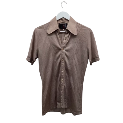 Vintage NUSMA Taupe Shimmer Button Up Blouse Size M