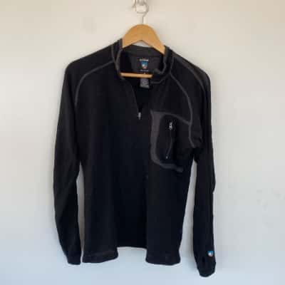 KUHL Black 100% Merino Wool Long Sleeve Jumper Size M 