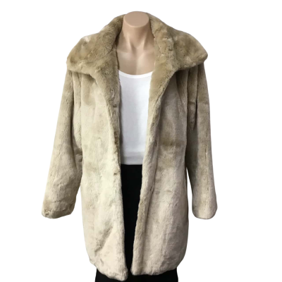 Damart Womens Size M Beige Faux Fur Jacket