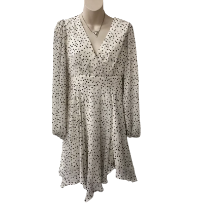 Forever New White Polkadot Mini Dress Size 8 