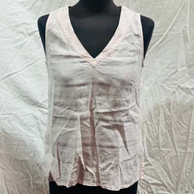 WITCHERY Size 6 Sleeveless Linen Top Pink  