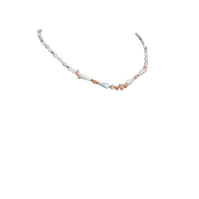 Womens Beaded 45cm Moonstone Necklace Gold Tone/Pink/White