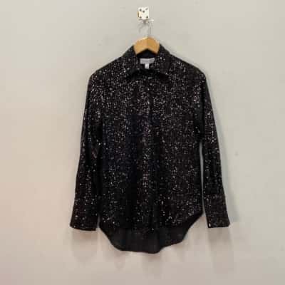 Witchery Womens  Size 6  Black Sequin Shirt