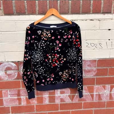 Leonard St Velvet Navy Floral Size 8 Jumper