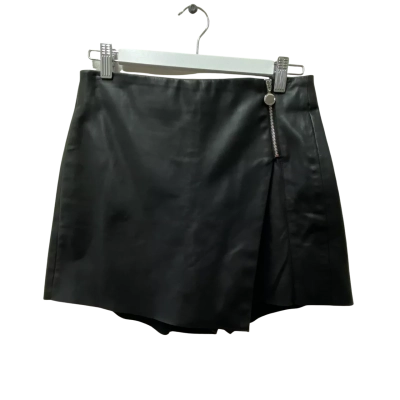 Zara Womens Wide Leg short skirt pant Black pleather - Size S 