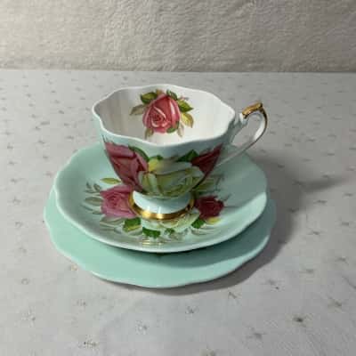 Vintage Queen Anne Rose Pattern Fine Bone China Cup Saucer & Plate