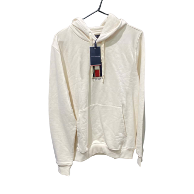 Tommy Hilfiger Mens  Size L Cream Vertical Flag Drawstring Hoodie 