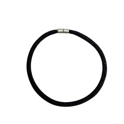  Womens Necklace Crinoline Filled with Black Crystals & Magnetic Clasp 