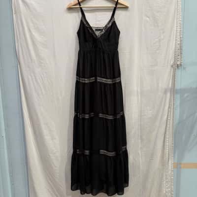 PORTMANS Black Lace Maxi Dress Size S 