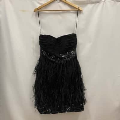 Grace & Hart Women's Corset Dress With Feathers Size 12 Black  