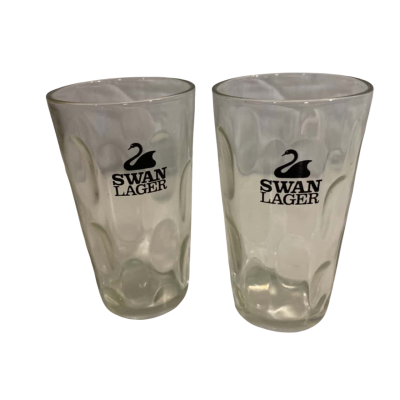 Vintage Swan Lager Beer Glass Dimple Finish 