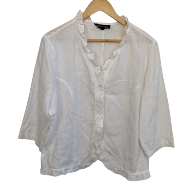 The Clothing Company Womens Linen Size 18 3/4 Sleeve Top / Button Up Top White 