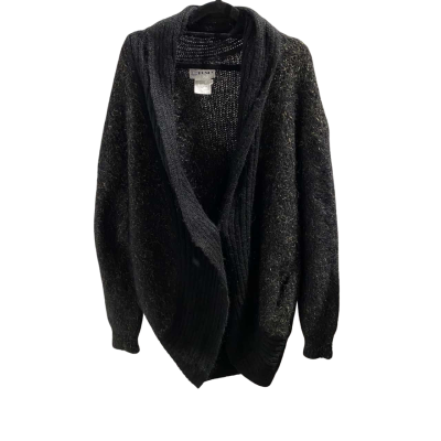  Vintage Womens  Size L Button-down Cardigan Black  / GoldMohair Wool Mix  