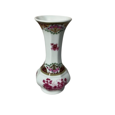 Vintage Depos White / Pink Floral Pattern Fluted Porcelain Trumpet Vase
