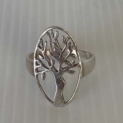 Sterling Silver "Tree of Life" Cut-out Ring - Size M