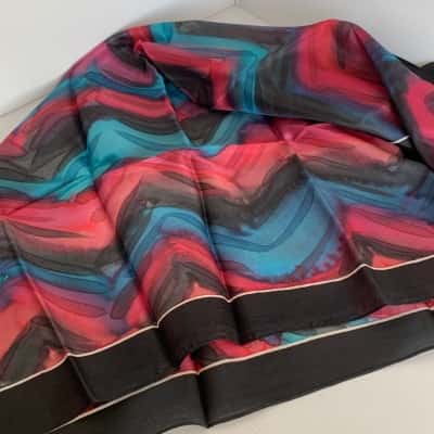 Vintage Subtle Silks NZ Hand Printed 100% Silk Scarf