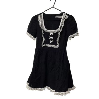 Womens Black Friday Size 6 Babydoll Dress Black  / White 