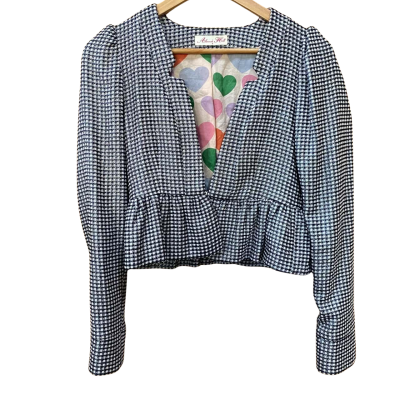 Alannah Hill Black/Cream Checked Cropped Jacket Size 8