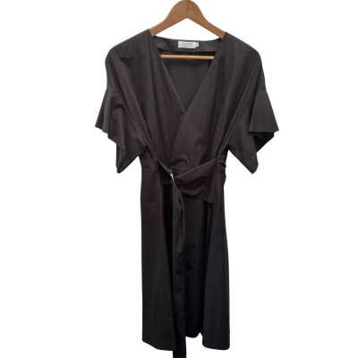 Barba Italian designer  Size 44 Wrap Dress Black with gold tone hardware- excellent pre loved condition 