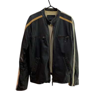 Stray Brand Vintage Style Cafe Racer Motorcycle Genuine Leather Jacket - Size XL