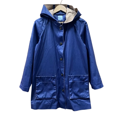 COS Navy/Tan Raw-Hem Hooded Coat Size 36