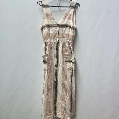 Zara Womens  Size M  Striped tie back Midi Dress