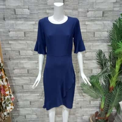  Womens OPM Size 8 Casual Dress Navy Blue 