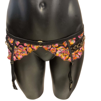 Bras N Things Womens  Size 14 Black  / Floral / Gold / Orange / Pink  