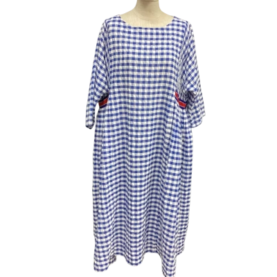 Trelise Cooper  Size M Short Sleeve Loose Fitting Dress with Pockets Blue / Gingham / White 
