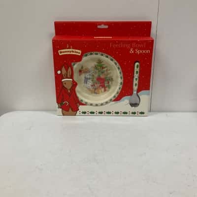 Bunnykins By Royal Doulton Christmas Feeding Bowl & Spoon