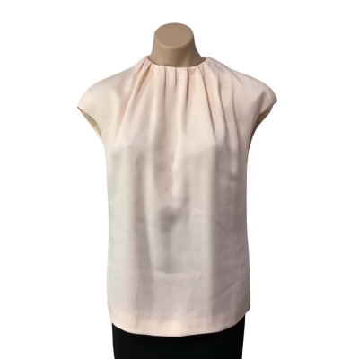 Ted Baker Womens Size 3 Baby Pink High Gathered Neck Top (new)